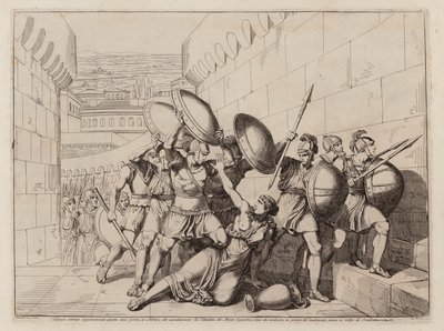 Śmierć Tarpei (akwaforta) autorstwa Bartolomeo Pinelli