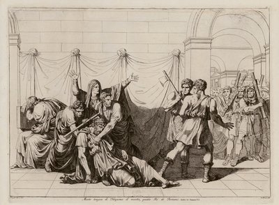 Śmierć Tarkwiniusza Starszego (akwaforta) autorstwa Bartolomeo Pinelli