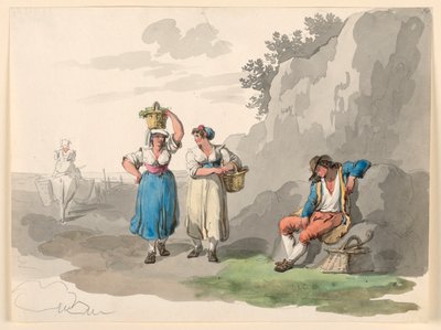 Rysunek, Powrót z Winobrania, 1807-08 autorstwa Bartolomeo Pinelli
