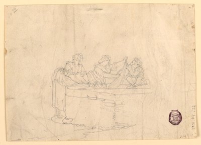 Rysunek przedstawiający trzy piorące kobiety, 1800-25 autorstwa Bartolomeo Pinelli