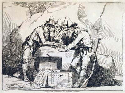 Grupa bandytów, autor Bartolomeo Pinelli (1781-1835), rycina autorstwa Bartolomeo Pinelli