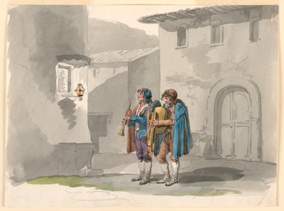 „Pifferari”, dwóch dudziarzy z Abruzzi w Rzymie autorstwa Bartolomeo Pinelli