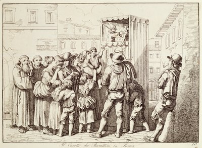 Stoisko lalek w Rzymie autorstwa Bartolomeo Pinelli