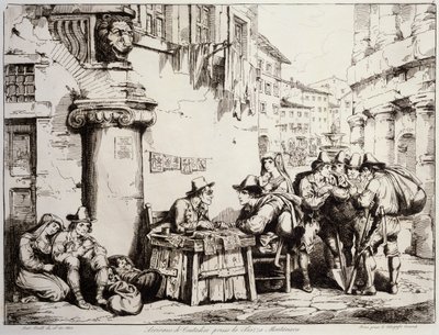 Pisarz na placu Montanara w Rzymie autorstwa Bartolomeo Pinelli