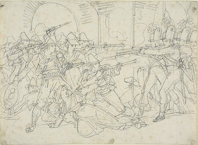 Studium wydarzeń z życia włoskiego bandyty Massaroniego autorstwa Bartolomeo Pinelli