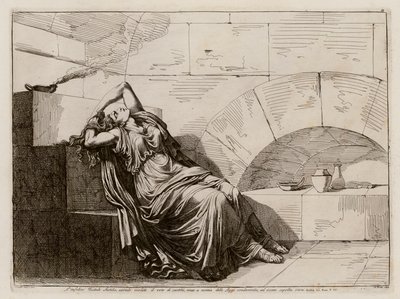 Dziewica westalka Sestilia pogrzebana żywcem (akwaforta) autorstwa Bartolomeo Pinelli