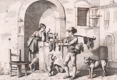 Carnacciaro, uliczny sprzedawca mięsa kota, akwaforta Bartolomeo Pinelli (Rzym autorstwa Bartolomeo Pinelli