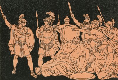 Turnus nad ciałami Almy i Galaesusa autorstwa Bartolomeo Pinelli