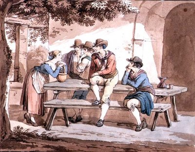 Pod Pergolą (akwarela na ołówku na papierze) autorstwa Bartolomeo Pinelli