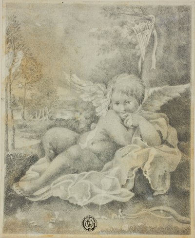 Amorek w krajobrazie autorstwa Bartolomeo Schedoni