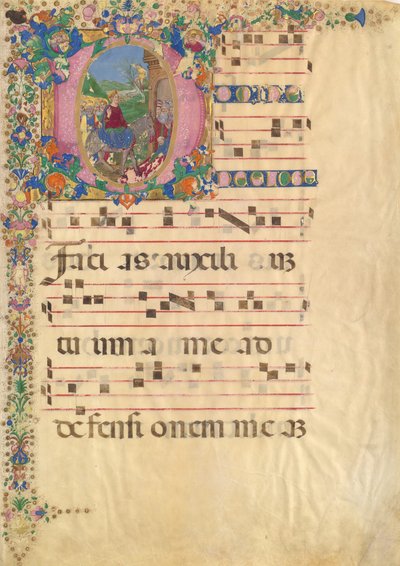 Karta rękopisu z Wjazdem do Jerozolimy w Niedzielę Palmową w inicjale D..., XV-XVI wiek. autorstwa Bartolomeo di Domenico di Guido