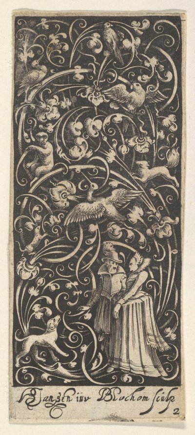 Pionowy panel z mężczyzną i kobietą, ca. 1631. autorstwa Bartolomeus van Lochom