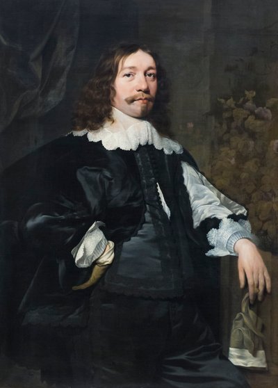 Portret mężczyzny w czerni trzymającego rękawicę autorstwa Bartolomeus van der Helst