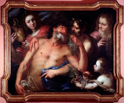 Pijany Silenus (olej na płótnie) autorstwa Bartolommeo Biscaino