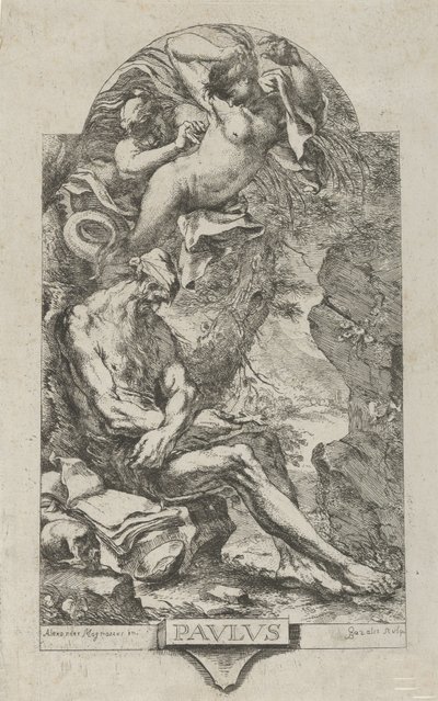 Św. Paweł z Teb kuszony przez demona, po Magnasco, ca. 1720-30. autorstwa Bartolommeo Gazalis