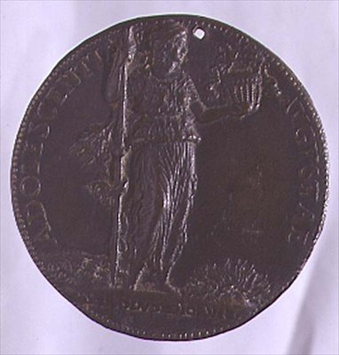 Medal portretowy przedstawiający postać kobiecą trzymającą laskę (brąz) (rewers patrz 96845) autorstwa Bartolommeo Melioli