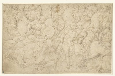 Walka między kawalerią i piechotą oraz wyprowadzanie jeńców autorstwa Bartolommeo Neroni (attributed to)