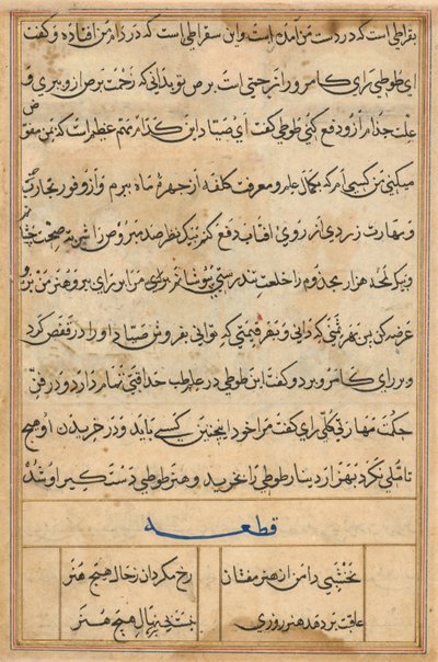 Strona z Opowieści papugi Tuti-nama: strona tekstowa, c. 1560. autorstwa Basavana