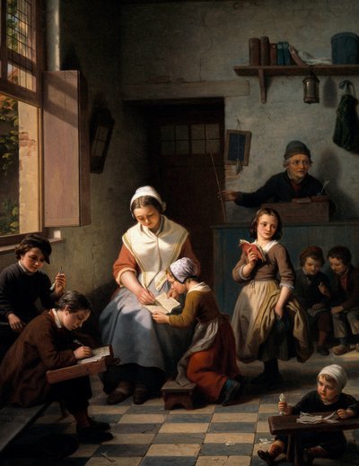 Pokój szkolny. Obraz Basile de Loose (1809-1885) autorstwa Basile de Loose