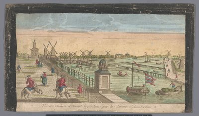 Widok Hogesluis w kierunku Buiten-Amstel, Amsteldijk i młynów w Zaagmolensloot w Amsterdamie Vue de l