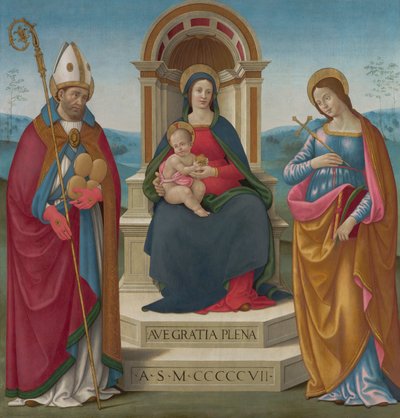 Madonna z Dzieciątkiem ze św. Justusem z Volterry i św. Małgorzatą z Antiochii autorstwa Bastiano Mainardi