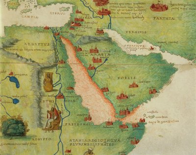 Afryka: Egipt i Arabia Saudyjska, z Atlasu Świata w trzydziestu trzech mapach, autorstwa Battisty Agnese autorstwa Battista Agnese