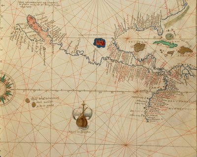 Afryka, Europa i część Ameryk: Ameryka Środkowa, z Atlasu Świata w trzydziestu trzech mapach, autorstwa Battisty Agnese autorstwa Battista Agnese