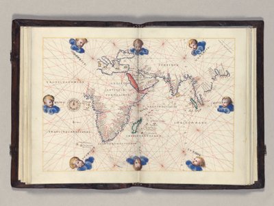 Fos. 11v-12r Wykres 3: Ocean Indyjski, atlas świata Portolan, Wenecja, ok. 1542-46 autorstwa Battista Agnese