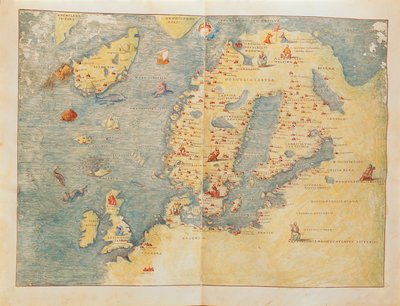 Mapa Europy Północnej z Atlasu Portolan autorstwa Battisty Agnese autorstwa Battista Agnese
