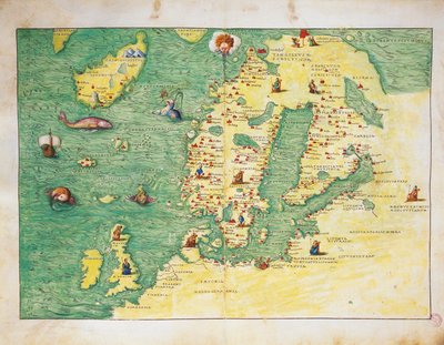 Europa Północna, z Atlasu Świata w trzydziestu trzech mapach, autorstwa Battisty Agnese autorstwa Battista Agnese
