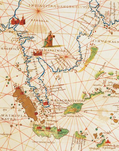Ocean Indyjski oraz część Azji i Afryki: Malezja oraz wyspy Jawa i Sumatra, z Atlasu Świata w trzydziestu trzech mapach, autorstwa Battisty Agnese autorstwa Battista Agnese