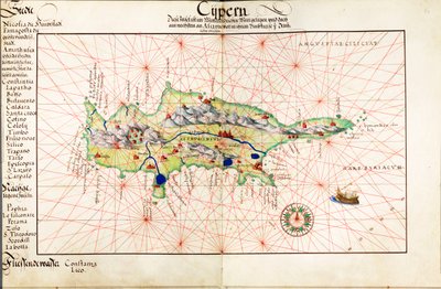 Mapa welinowa Cypru autorstwa Battista Agnese