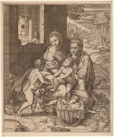 Święta Rodzina (La Perla) (według Rafaela) autorstwa Battista Angolo del Moro