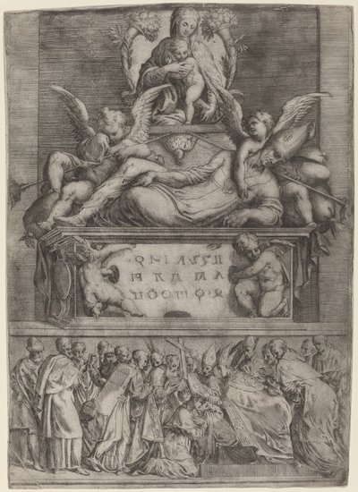 Grób biskupa autorstwa Battista Angolo del Moro after Parmigianino