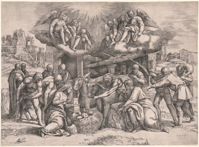 Adoracja pasterzy, ok. godz. 1552. autorstwa Battista Franco
