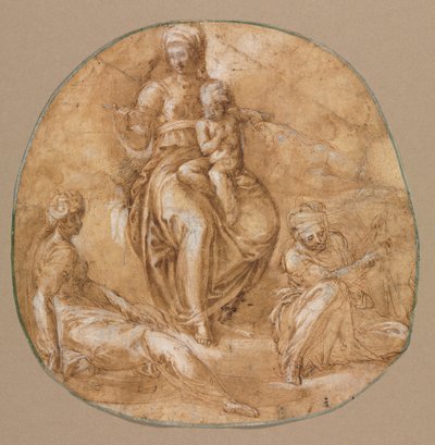 Dziewica z Dzieciątkiem ze św. Katarzyną Aleksandryjską i starszą świętą kobietą, c. 1545. autorstwa Battista Franco
