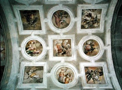 Widok na sklepienie, ze stropu kaplicy Grimani (fresk) autorstwa Battista Franco