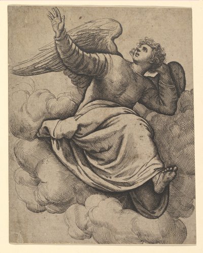 Anioł siedzący na chmurze, ca. 1560. autorstwa Battista Franco Veneziano