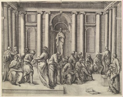 Chrystus wśród lekarzy, ca. 1540-45. autorstwa Battista Franco Veneziano