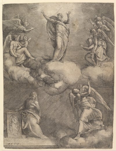 Zwiastowanie przed 1557 r. autorstwa Battista Franco Veneziano