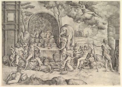 Wesele Kupidyna i Psyche prawy panel, ca. 1530-61. autorstwa Battista Franco Veneziano