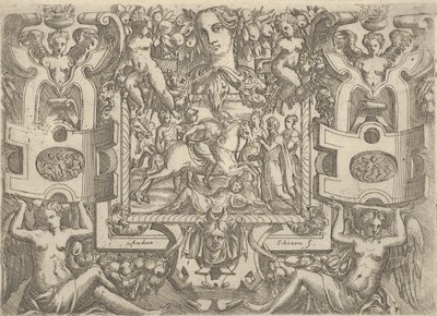 Postać na koniu trzymająca miecz i jadąca nad leżącą na ziemi postacią, s..., ca. 1540-80. autorstwa Battista del Moro