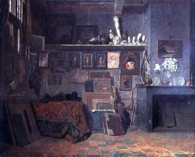 Wnętrze pracowni artysty, ok. 1870 (olej na płótnie) autorstwa Belgian School