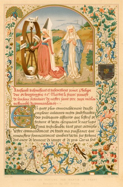 LEstrif de Fortune autorstwa Martina le Franc. Rękopis z XV wieku autorstwa Belgian School