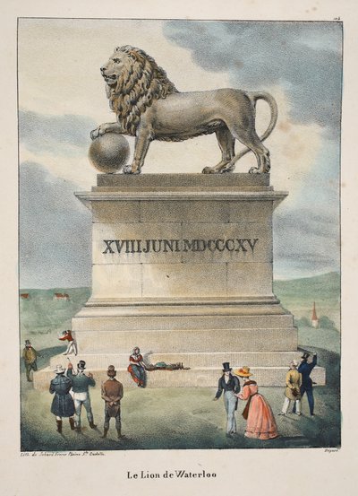 Le Lion de Waterloo, c.1895 (fotochrom) autorstwa Belgian School