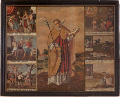 Maarke. Kaplica (Sint-Vincentiuskapel). wnętrze. Obraz. Męczennik świętego Wincentego. 19 wiek. autorstwa Belgian School