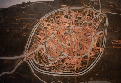 Mapa Brugii. anonimowy. 1546-1600. Detal (malarstwo) autorstwa Belgian School