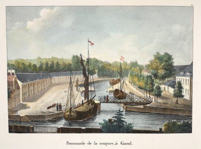 Promenade de la coupe, w Gandawie, ok. 1895 (fotochrom) autorstwa Belgian School