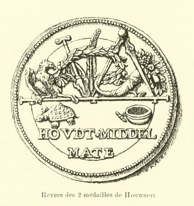 Rewers dwóch medali Houwaert autorstwa Belgian School