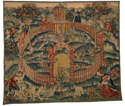 Gobelin, Park au Cerfs, wykonany w Tournai, Belgia, ok. 1500 r. (wełna) autorstwa Belgian School